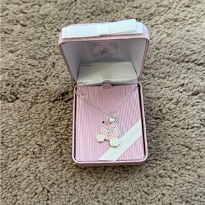 Disney Parks Swarovski Crystal Pink, White, and Silver Carriage Necklace